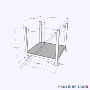 Half Tonne Bulk Bag Holding Frame measuring 890h x 940w x 940d
